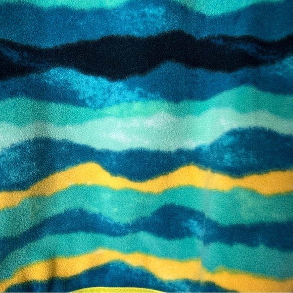 Lands' End Heritage Teal Mountain Ombre Print Snap Mock Fleece Pullover Gorpcore - Picture 9 of 15